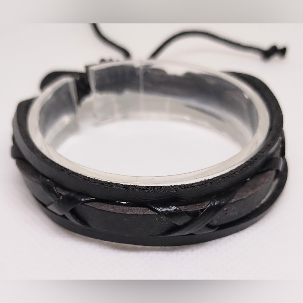 Black Braided Leather Bracelet f57